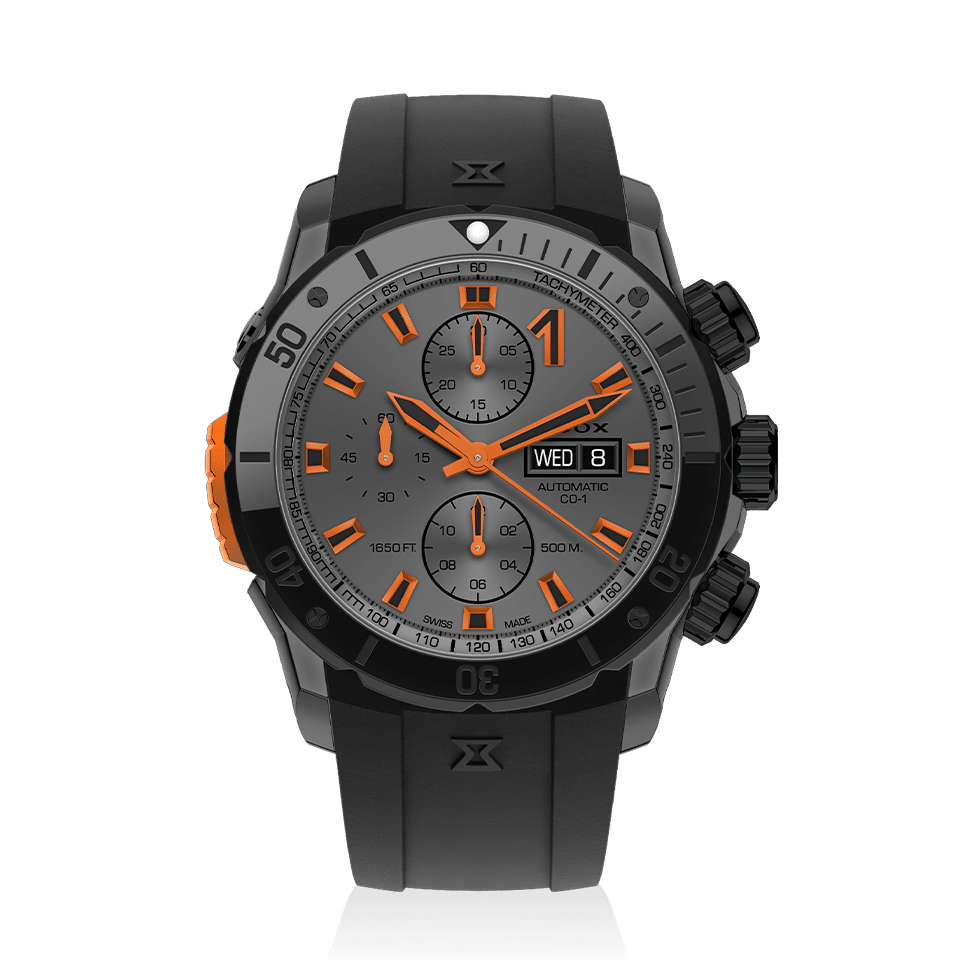 Edox CO-1 Chronograph Automatic, grey dial, grey PVD, 45mm, ref 01128-37GNNOCA-GNO