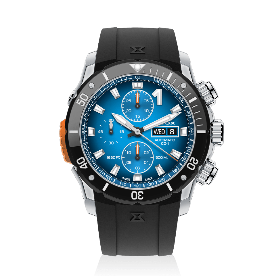 Edox CO-1 Chronograph Automatic, blue dial, 45mm steel, ref 01128-3NOCA-BUIDN