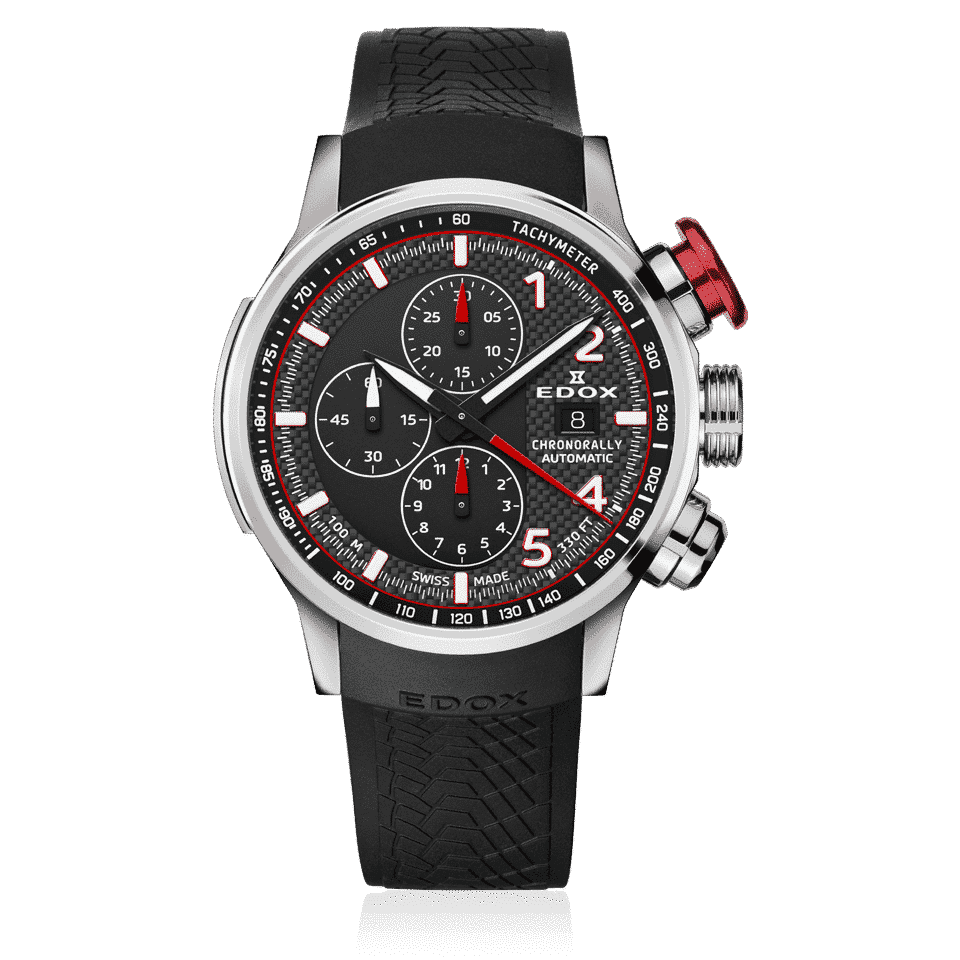 Edox Chronorally Automatic, black dial, 45mm titanium, ref 01129-TRCA-NCAR
