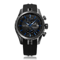 Edox Grand Ocean Chronograph Automatic, black dial, black PVD, rubber, 43mm, ref 09800-357GNCA-NIBU