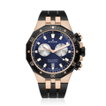 Edox Delfin Chronograph, blue dial, rose PVD, rubber strap, 43mm, ref 10109-357RNCA-BUIRA