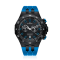 Edox Delfin The Original Chronograph, black dial, black PVD, rubber strap, 43mm, ref 10109-37NBUCA-NIBU