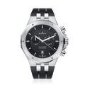 Edox Delfin Chronograph, black dial, steel case, rubber strap, 43mm, ref 10110-3CA-NIN