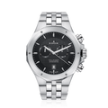Edox Delfin Chronograph, black dial, steel bracelet, 43mm, ref 10110-3M-NIN