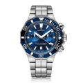 Edox Delfin Chronograph, blue dial, steel bracelet, 43mm, ref 10112-3BUM-BUIN