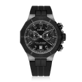 Edox Delfin Chronograph, black dial, grey PVD, rubber strap, 43mm, ref 10113-37GNCA-NGIN