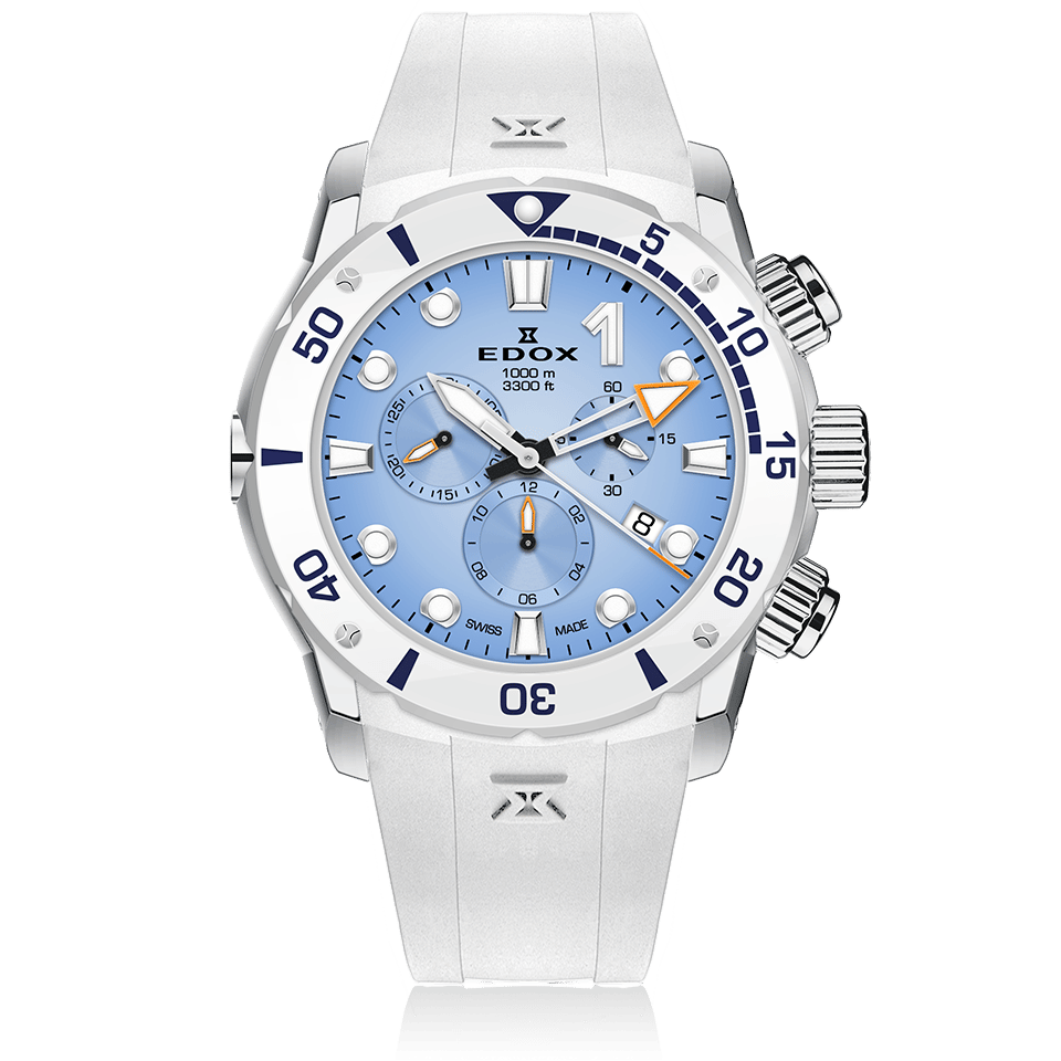 Edox CO-1 Chronograph, blue dial, 45mm titanium, ref 10242-TINB-BUICDNO