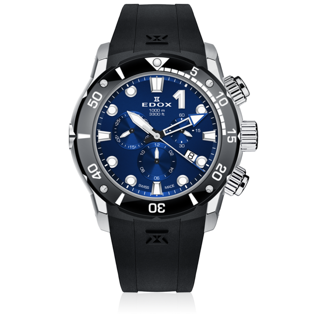 Edox CO-1 Chronograph, blue dial, 45mm titanium, ref 10242-TIN-BUIN