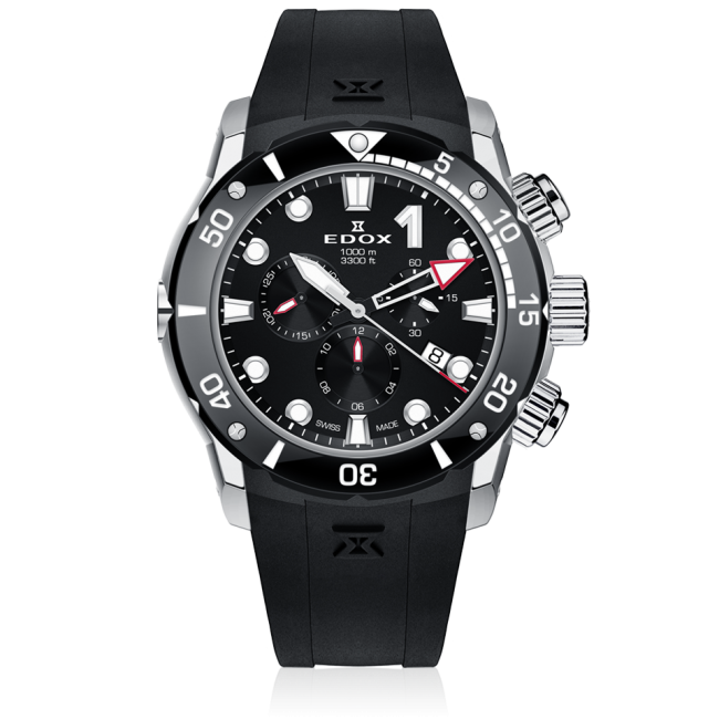 Edox CO-1 Chronograph, black dial, 45mm titanium, ref 10242-TIN-NIN