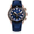 Edox CO-1 Chronograph, blue dial, rose-PVD titanium, leather strap, 45mm, ref 10242-TINR-BUIRN