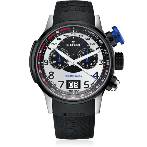 Edox Chronorally Limited Edition, black and white dial, titanium, rubber, 48mm, ref 38001-TINNBU-BN