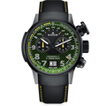 Edox Chronorally X-treme Pilot Limited Edition, black and green dial, grey PVD titanium, leather, 48mm, ref 38001-TINGN-V3