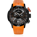 Edox Chronorally Chronograph, black dial with orange, black PVD titanium, rubber, 48mm, ref 38001-TINNO3-NO3
