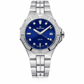 Edox Delfin Diver Date Lady, blue dial, steel bracelet, 38mm, ref 53020-3M-BUN
