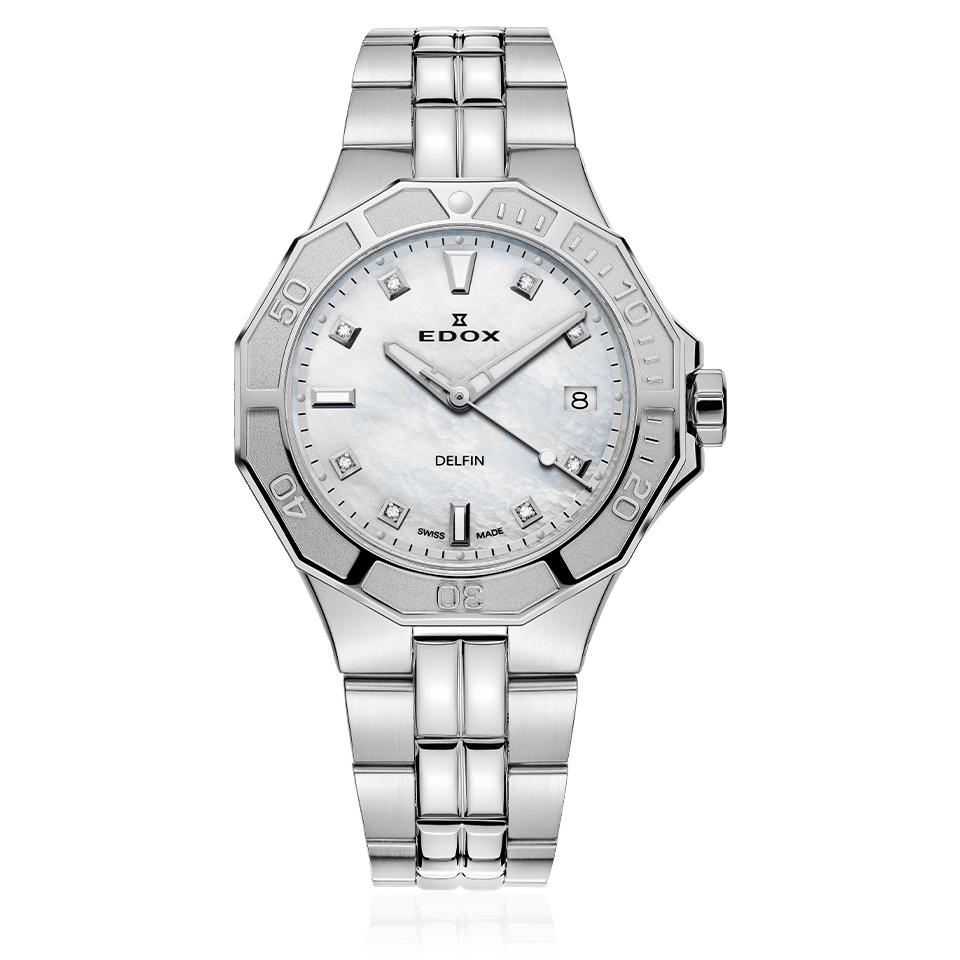 Edox Delfin Diver Date Lady, mother-of-pearl dial, 38mm, ref 53020-3M-NADN