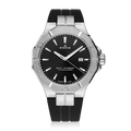 Edox Delfin The Original Date, black dial, rubber strap, 43mm, ref 53021-3CA-NIN