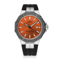Edox Delfin The Original Date, orange dial, grey PVD, rubber strap, 43mm, ref 53021-3GCA-OINO