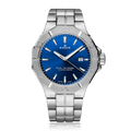 Edox Delfin The Original Date, blue dial, steel bracelet, 43mm, ref 53021-3M-BUIN