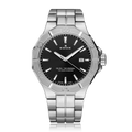 Edox Delfin The Original Date, black dial, steel bracelet, 43mm, ref 53021-3M-NIN