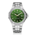 Edox Delfin The Original Date, green dial, steel bracelet, 43mm, ref 53021-3M-VID