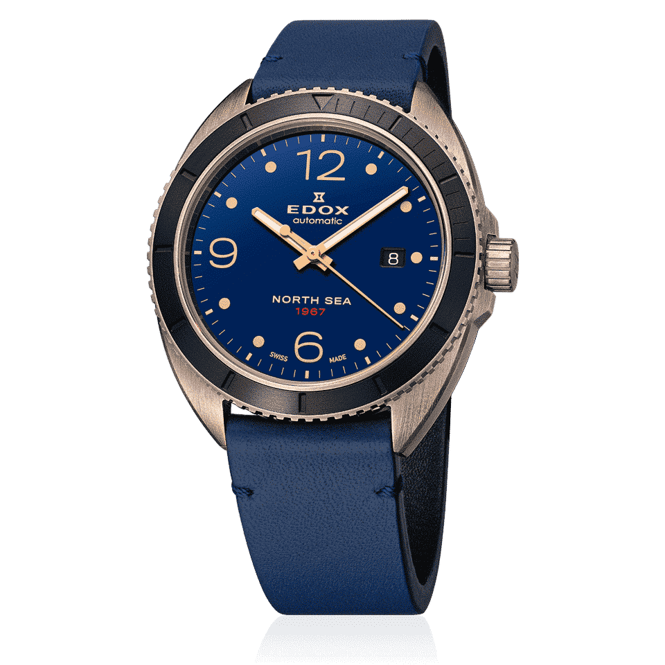 Edox North Sea 1967 Date Automatic, bronze, blue dial, 43mm, ref 80118-BRN-BU1