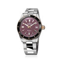 Edox SkyDiver 38 Date Automatic, purple dial, steel bracelet, 38mm, ref 80131-357RNRM-VIO