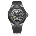 Edox Delfin Mecano Automatic, black dial, rubber strap, 43mm, ref 85303-357GN-NGN