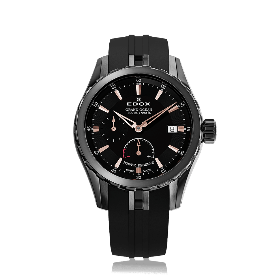 Edox Grand Ocean Power Reserve Automatic, black PVD, 40mm, ref 94500-357GNCA-NIR