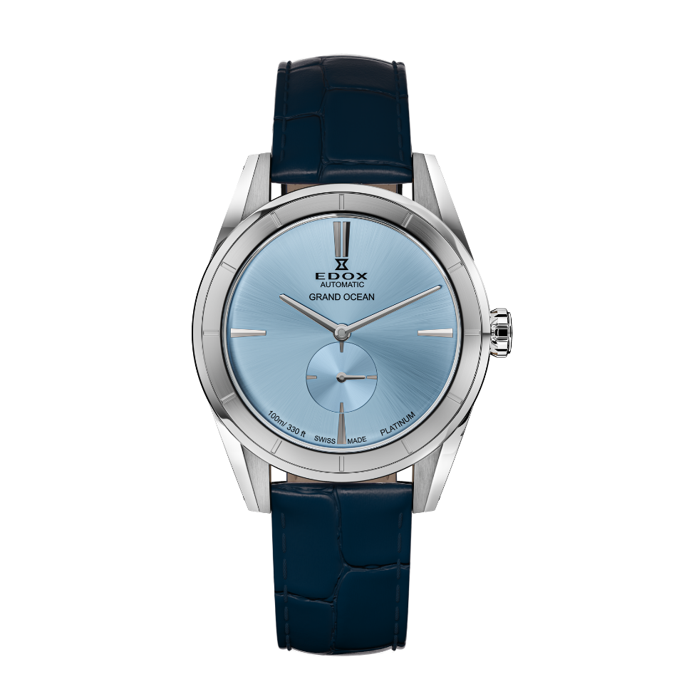 Edox Grand Ocean Automatic Platinum 950 Limited Edition, blue dial, 39mm, ref 98001-PT950CN-BUIN1