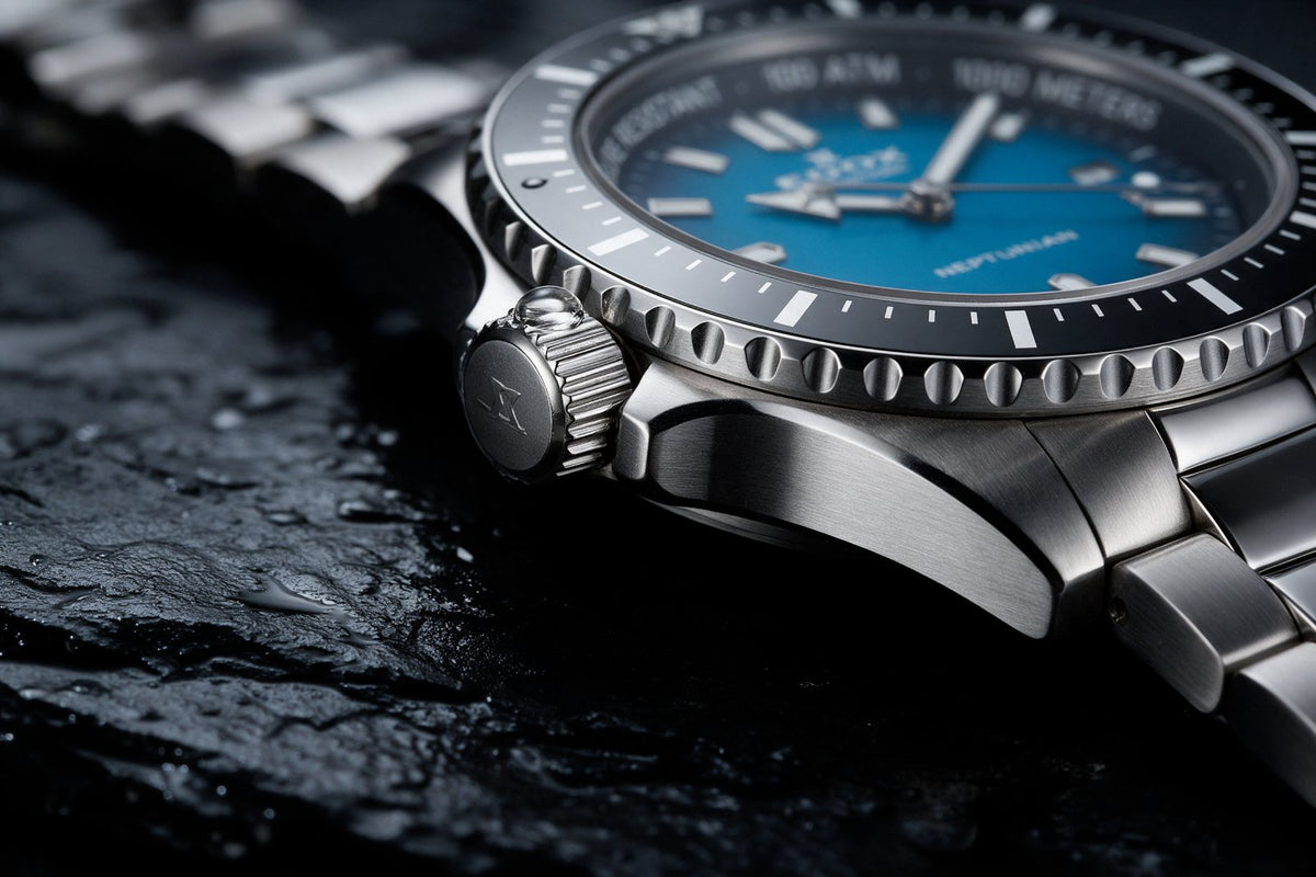 Edox Neptunian Automatic 1000M — Blue Dial, Steel Bracelet, 44mm (Ref. 80120-3NM-BUIDN)